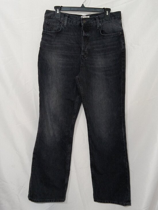 We The Free Denim - We The Free Women’s Sz 31 High Rise Wide-Leg Jeans Black Dark Wash Denim Button